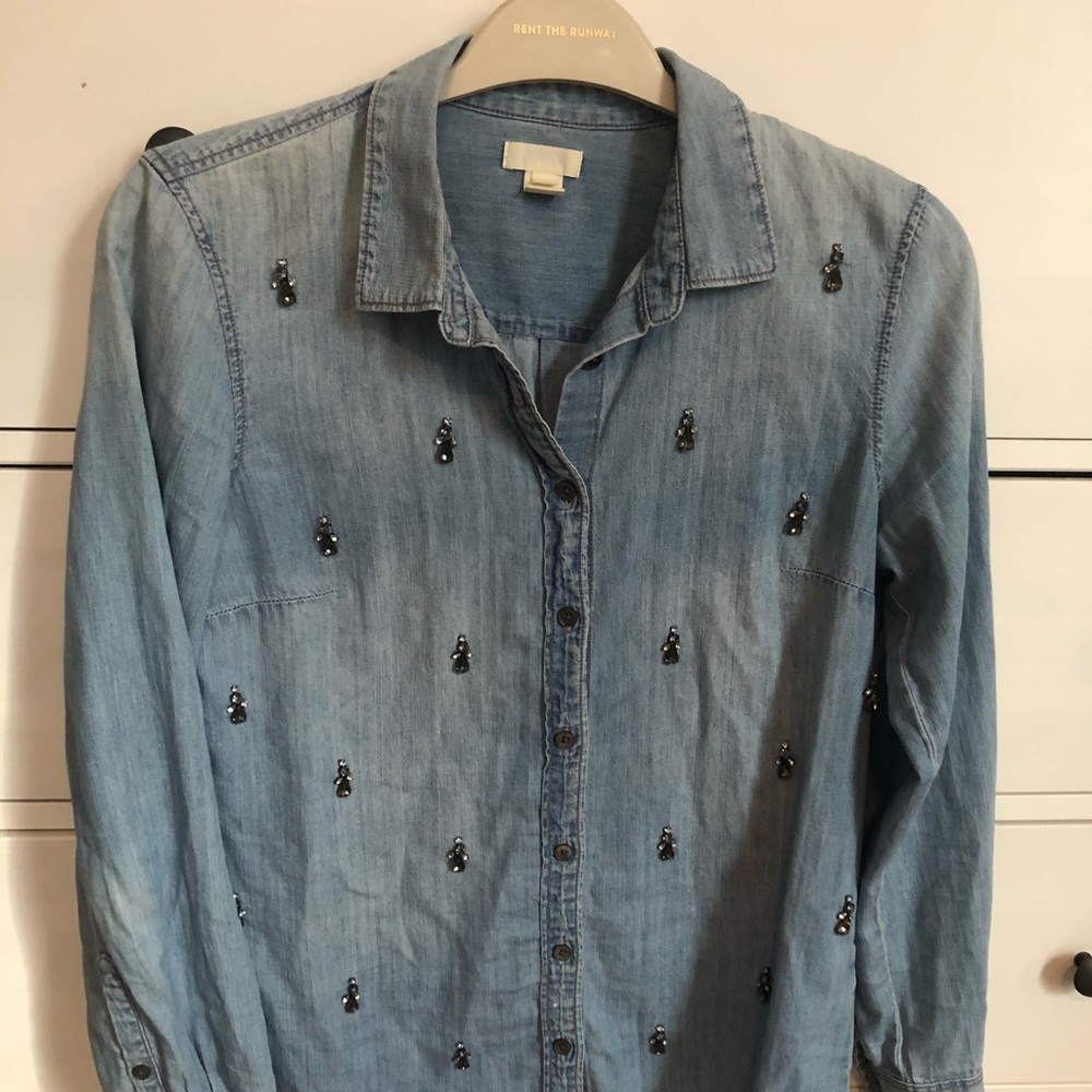 Chambray shirt with jewel details